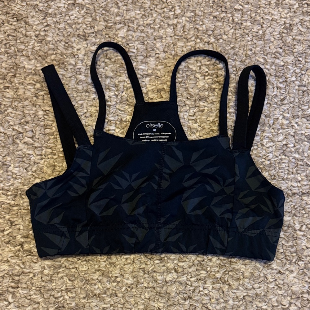 Oiselle Black Patterned Sports Bra